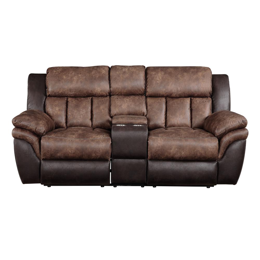 Loveseat w/Console (Motion), Toffee & Espresso Polished Microfiber 55426. Picture 4