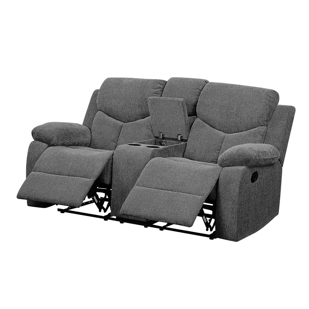 Loveseat w/Console (Motion), Gray Chenille 55441. Picture 3