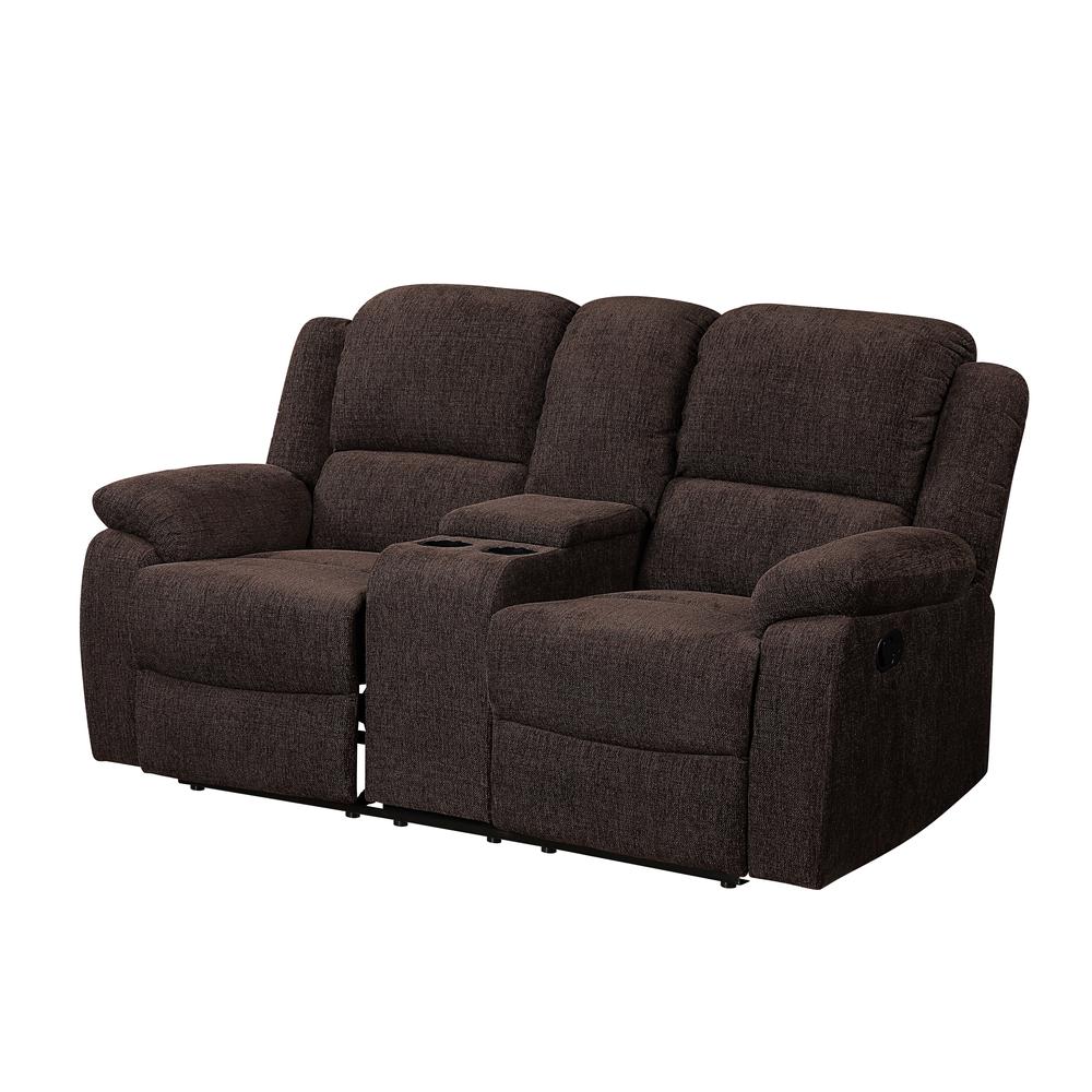 Loveseat w/Console (Motion), Brown Chenille 55446. Picture 2