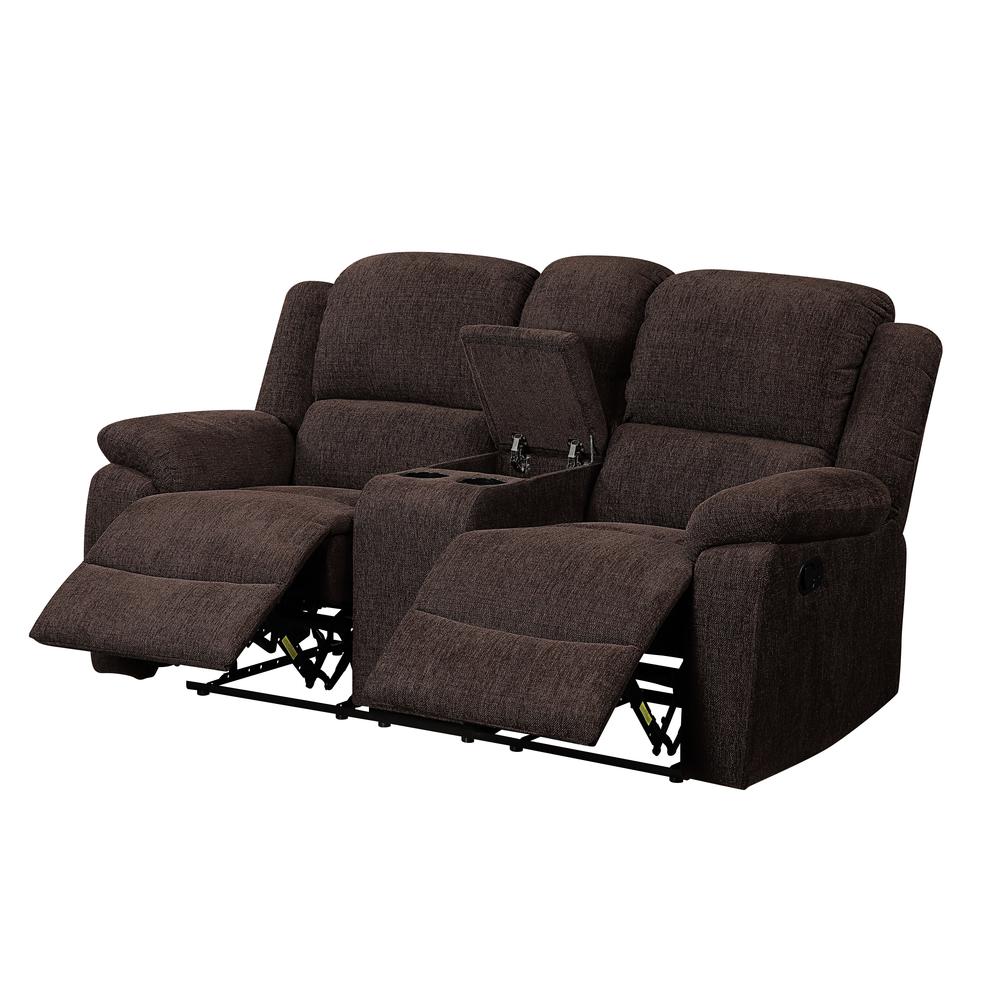 Loveseat w/Console (Motion), Brown Chenille 55446. Picture 3