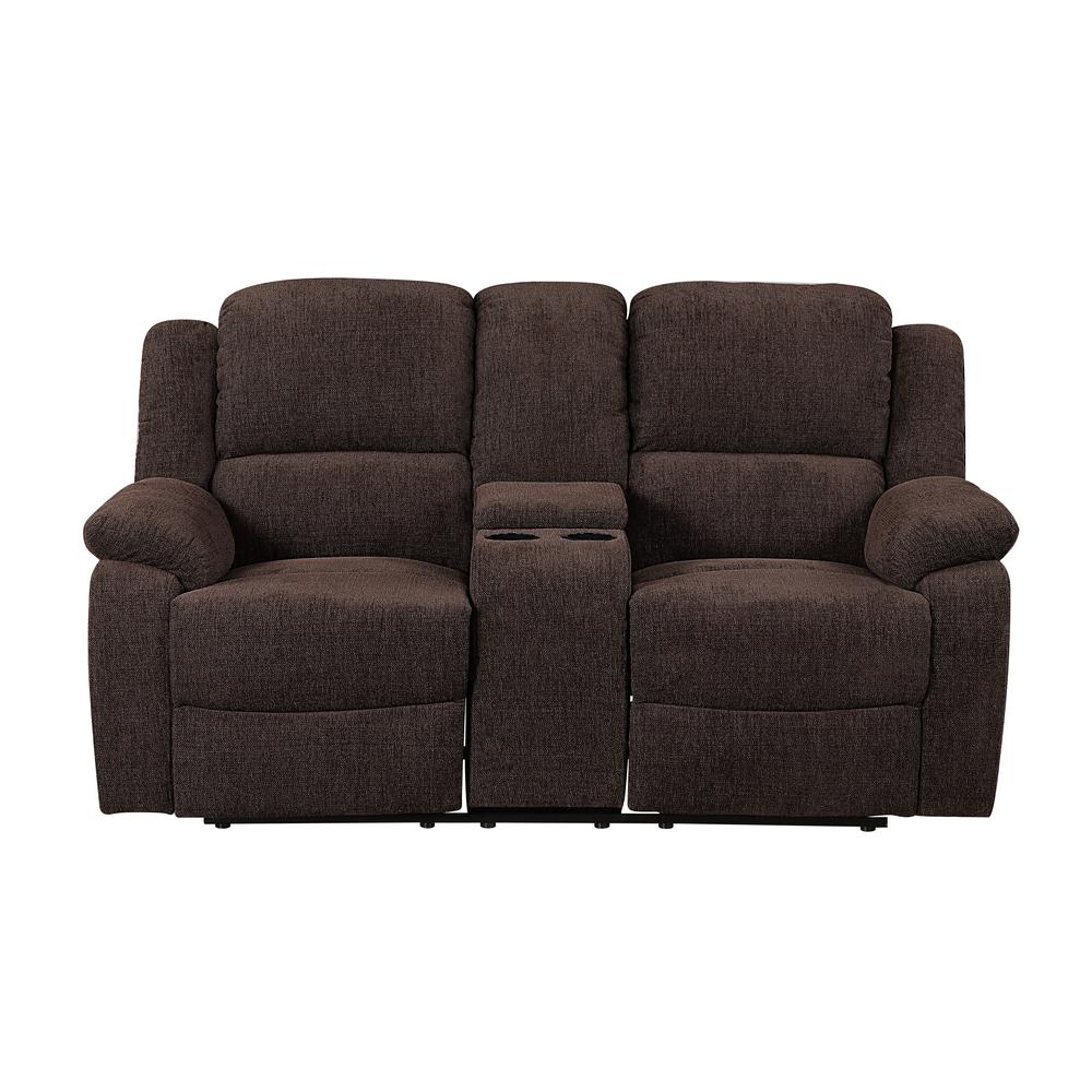 Loveseat w/Console (Motion), Brown Chenille 55446. Picture 5