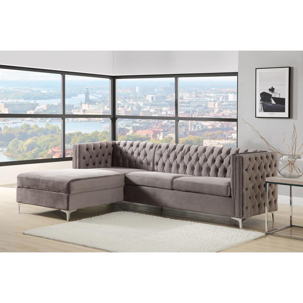 Sullivan Sectional Sofa, Gray Velvet (55495). Picture 7