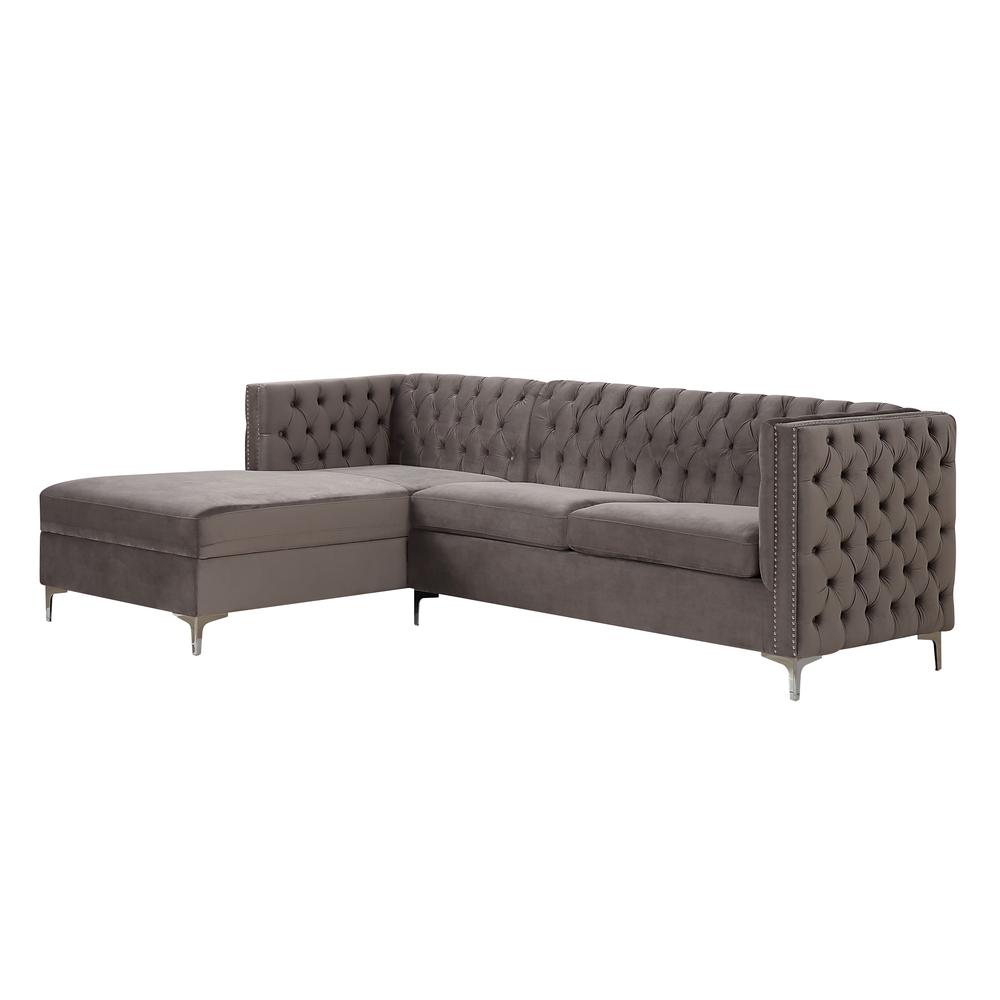 Sullivan Sectional Sofa, Gray Velvet (55495). Picture 1