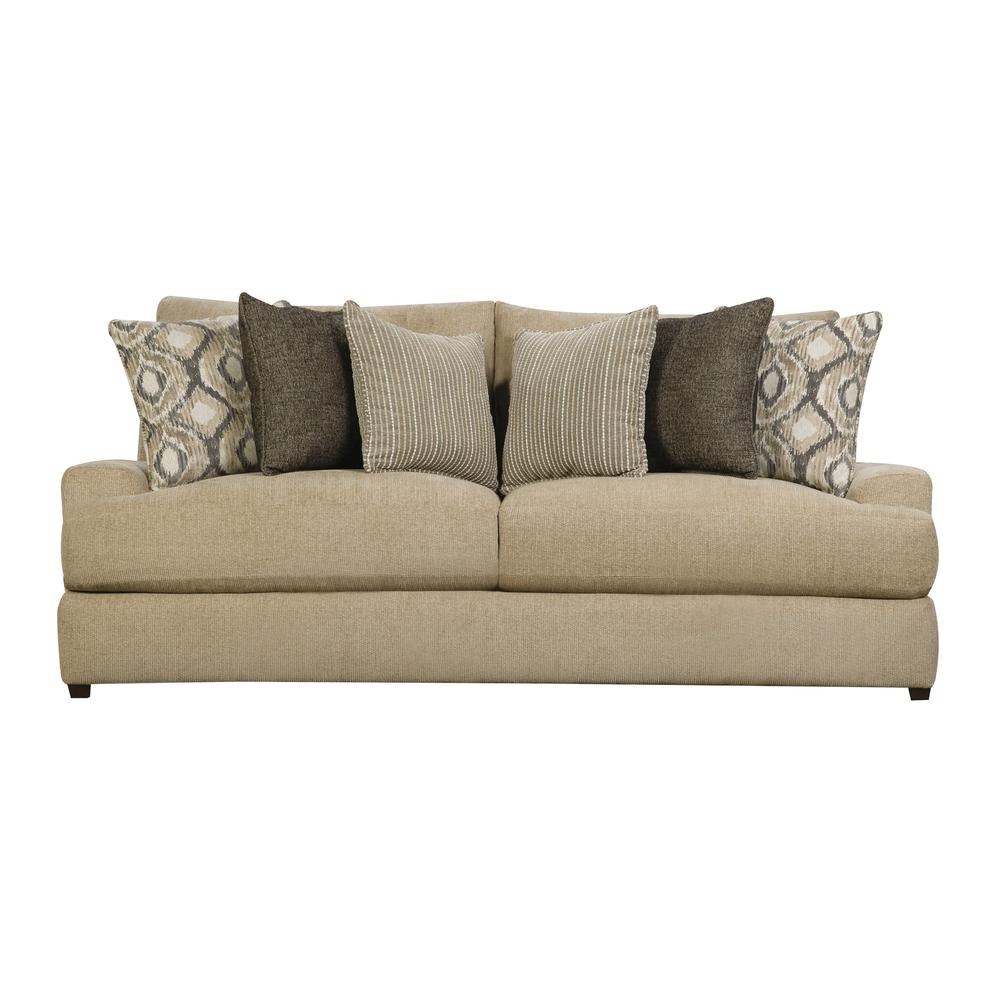 Sofa (w/6 Pillows), 2-Tone Latte Chenille 55820. Picture 1