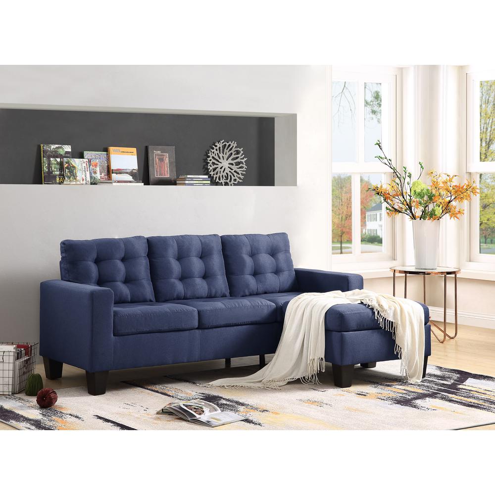 Earsom Sofa and Ottoman, Blue Linen (56650). Picture 6