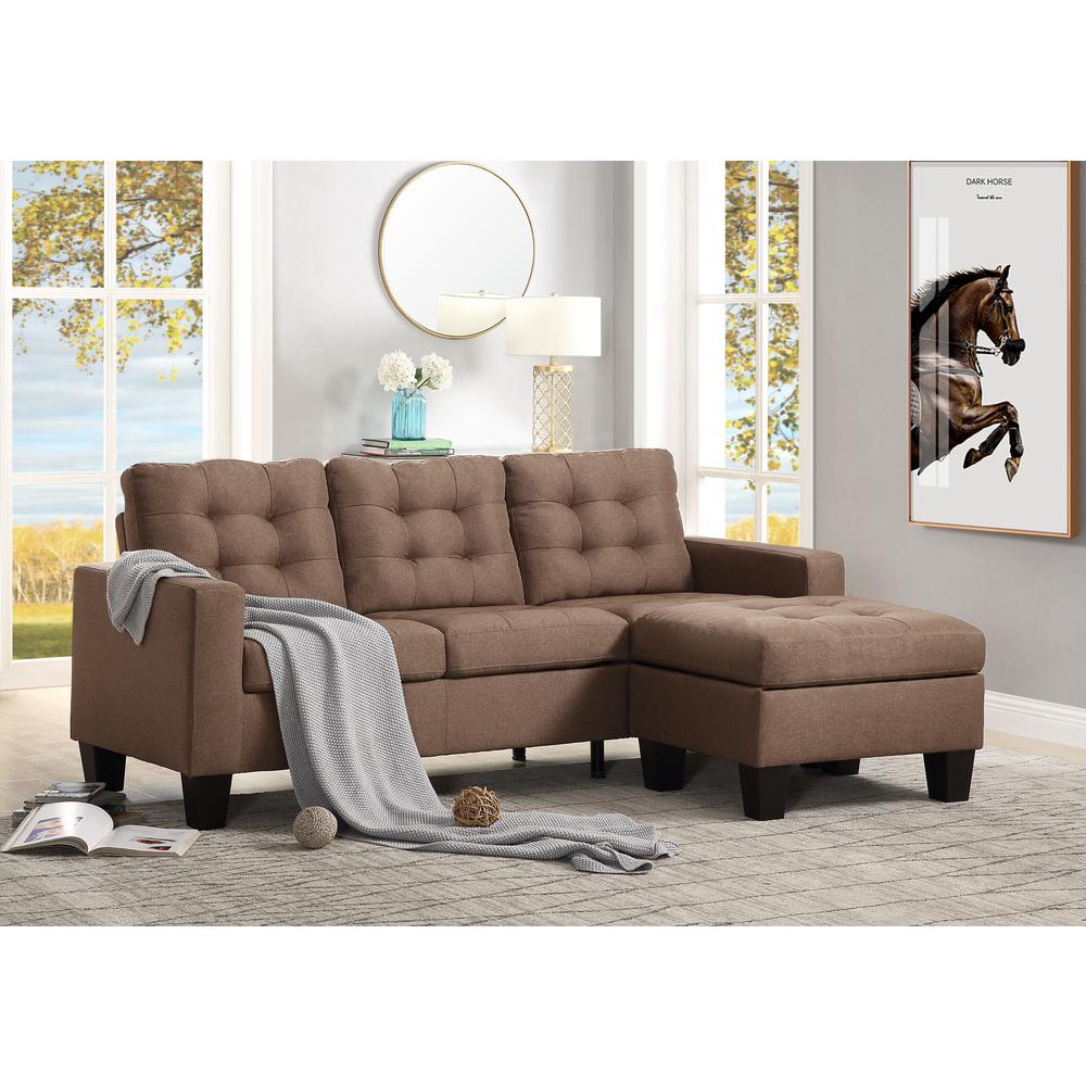 Earsom Sofa and Ottoman, Brown Linen (56655). Picture 12