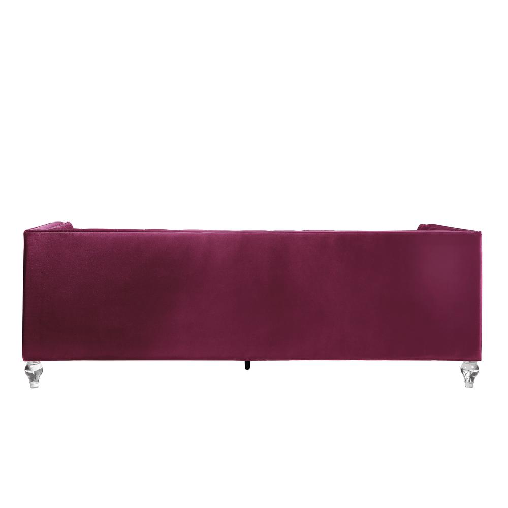 Heibero Sofa w/2 Pillows in Burgundy Velvet. Picture 3
