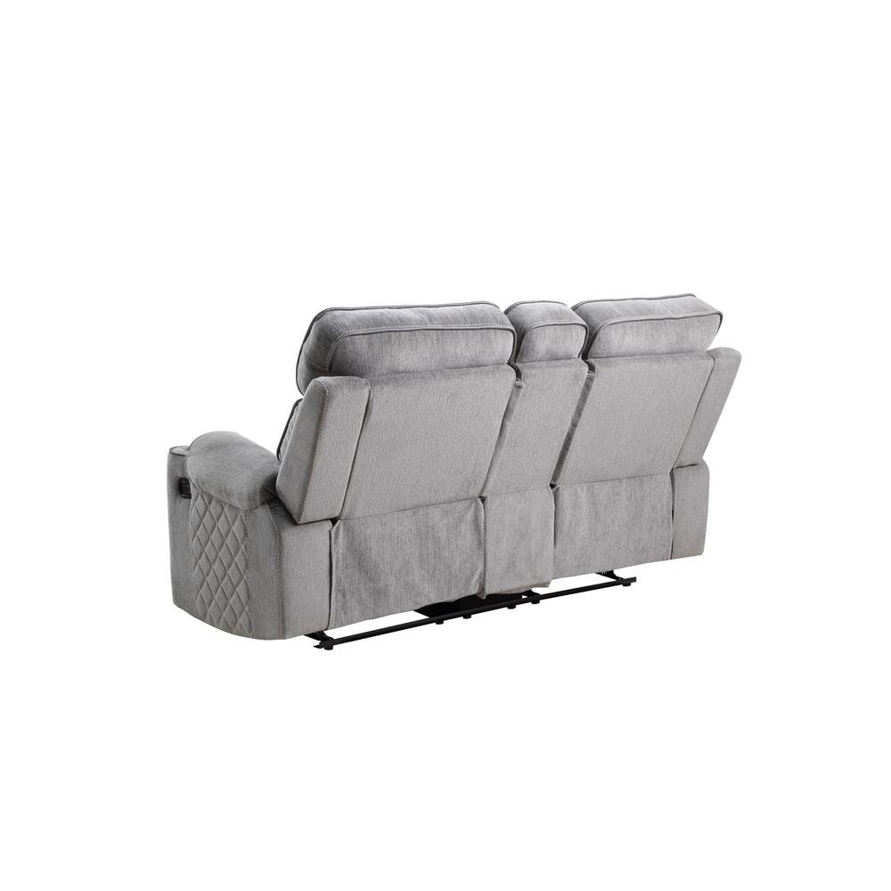 Motion Loveseat w/Console and USB Port, Gray Fabric 56901. Picture 5