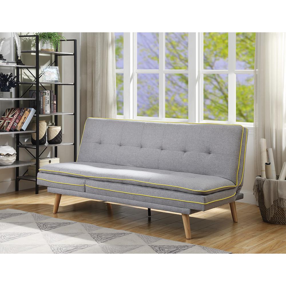 Adjustable Sofa, Gray Linen & Oak Finish 57164. The main picture.