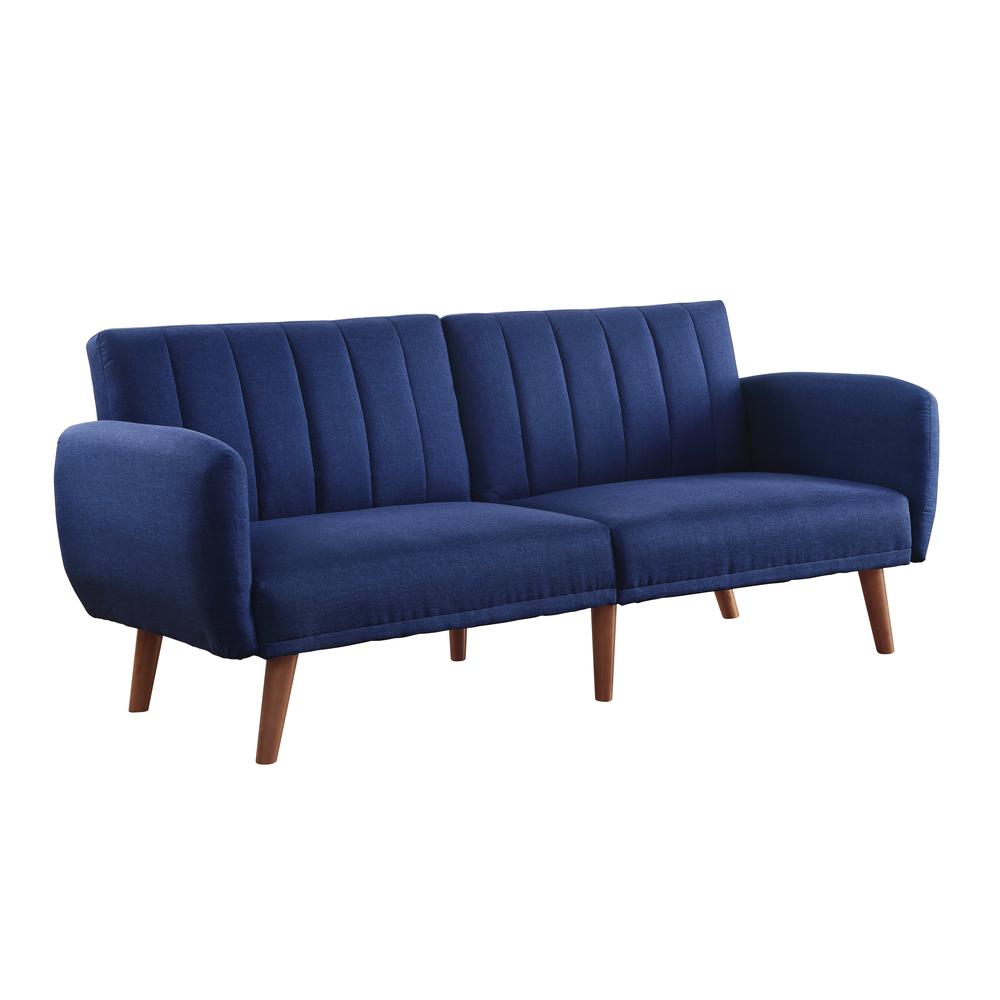 Bernstein Adjustable Sofa, Blue Linen & Walnut Finish (57190). The main picture.