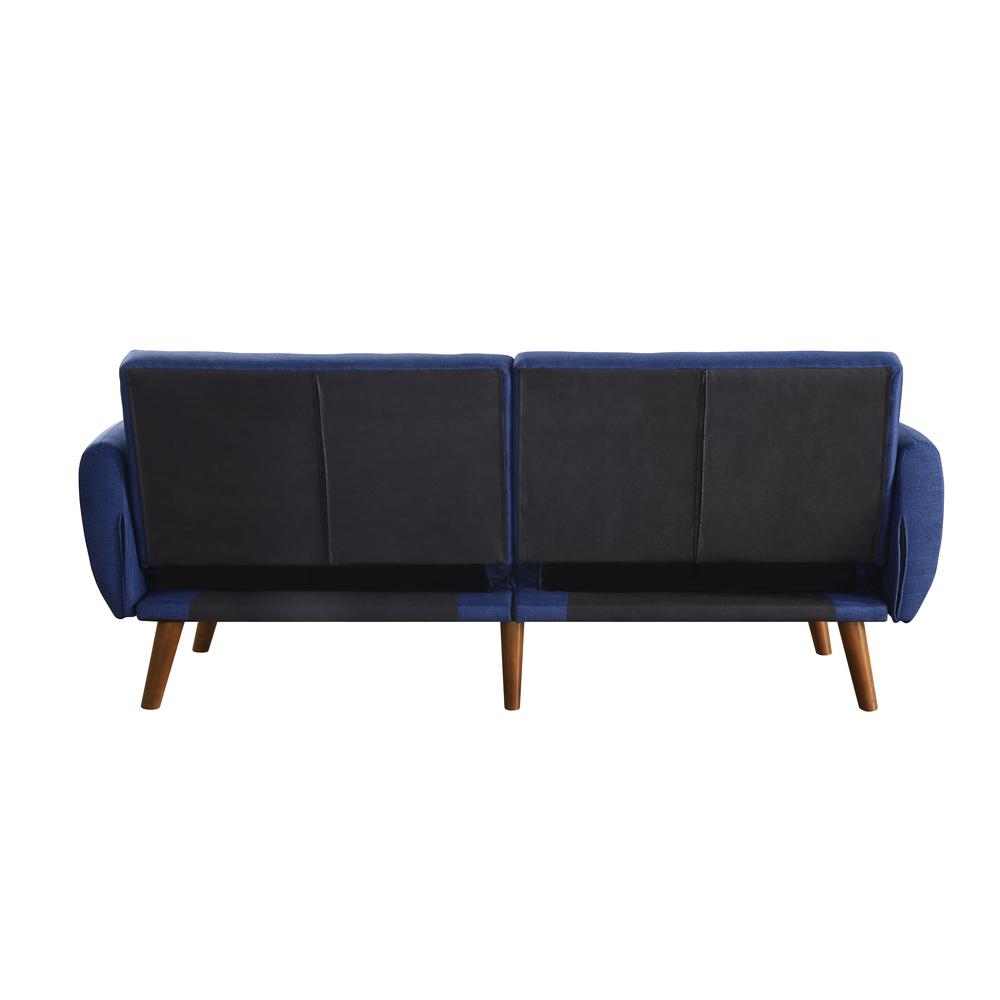 Bernstein Adjustable Sofa, Blue Linen & Walnut Finish (57190). Picture 3