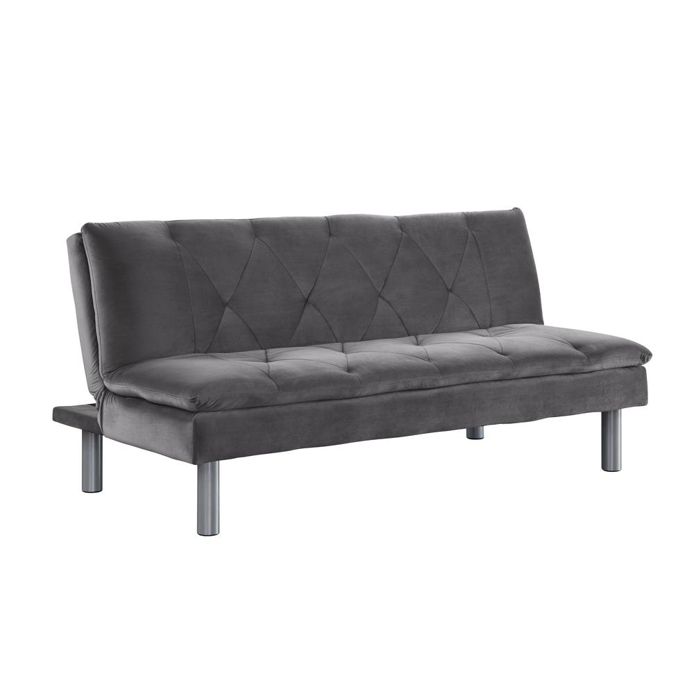 Cilliers Adjustable Sofa, Gray Velvet & Chrome Finish (57195). Picture 1