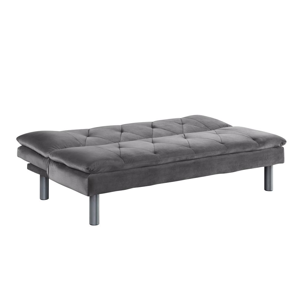 Cilliers Adjustable Sofa, Gray Velvet & Chrome Finish (57195). Picture 2