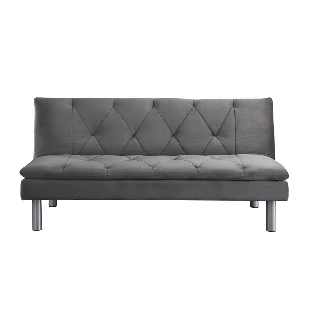 Cilliers Adjustable Sofa, Gray Velvet & Chrome Finish (57195). Picture 4