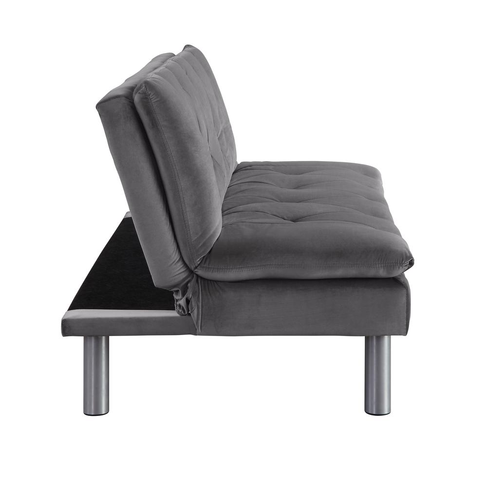 Cilliers Adjustable Sofa, Gray Velvet & Chrome Finish (57195). Picture 8