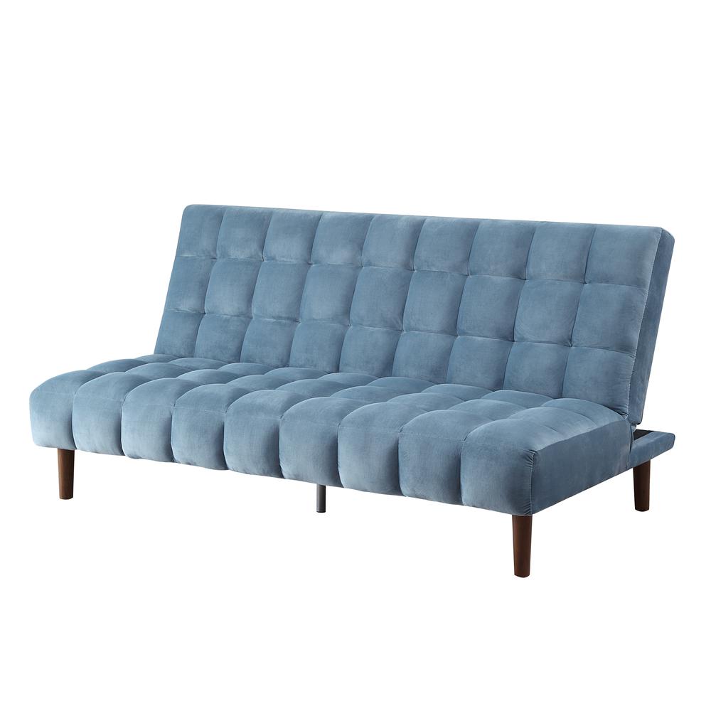 Yolandi Adjustable Sofa , Teal Velvet & Dark Walnut Finish (57202). Picture 1