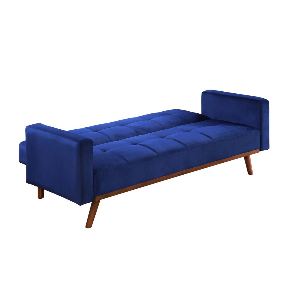 Tanitha Adjustable Sofa, Blue Velvet & Natural Finish (57205). Picture 2