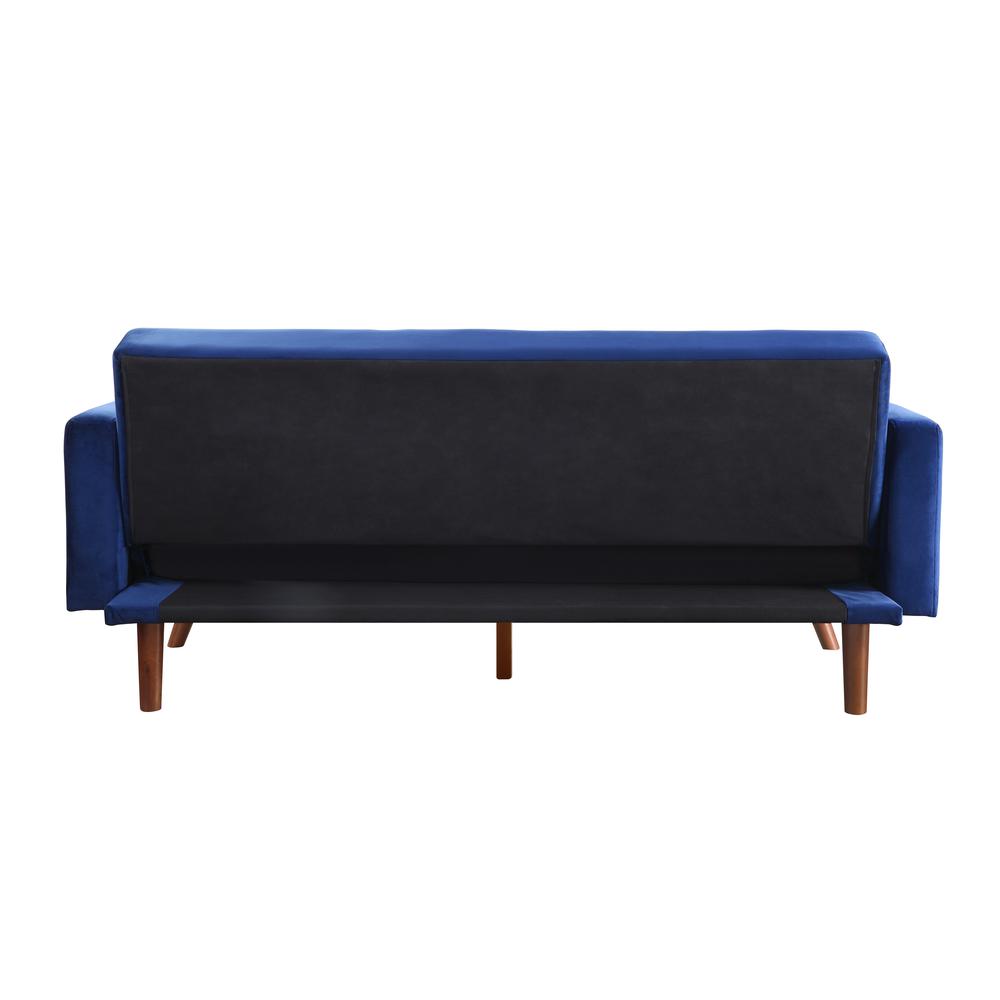 Tanitha Adjustable Sofa, Blue Velvet & Natural Finish (57205). Picture 3