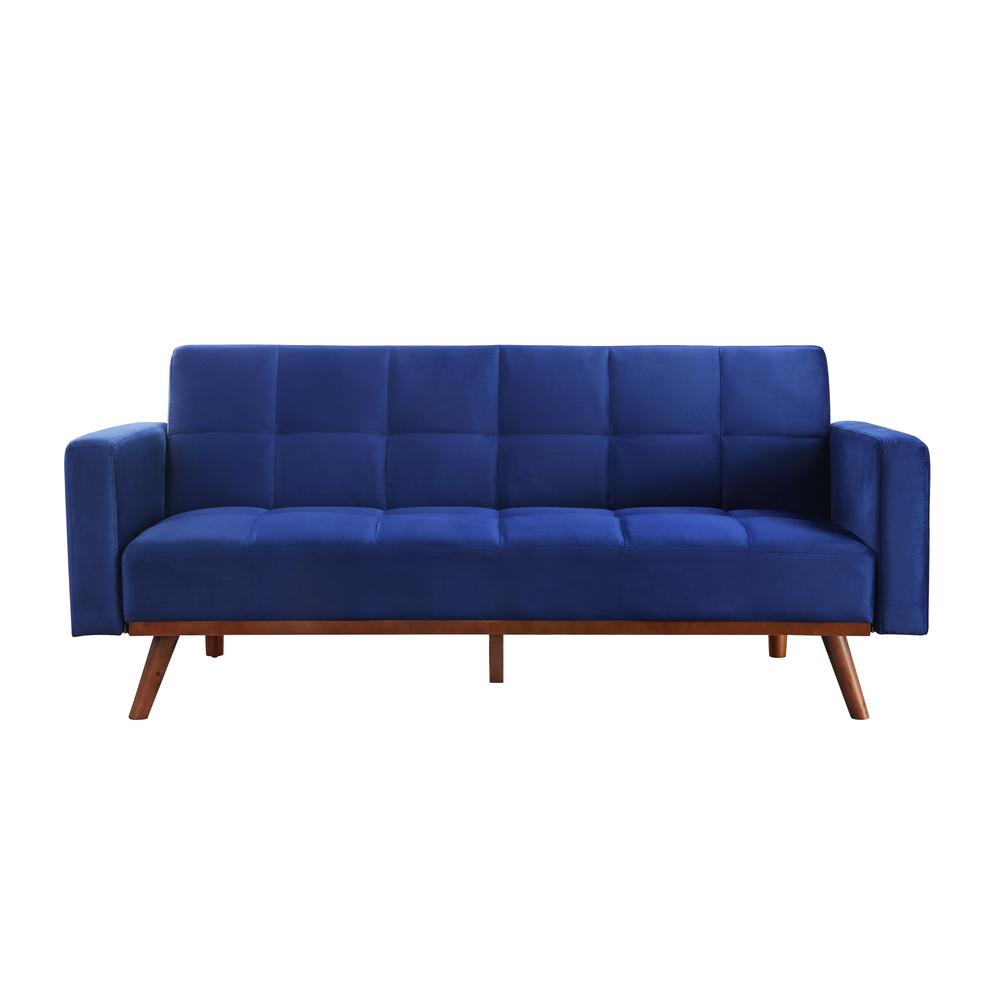 Tanitha Adjustable Sofa, Blue Velvet & Natural Finish (57205). Picture 4