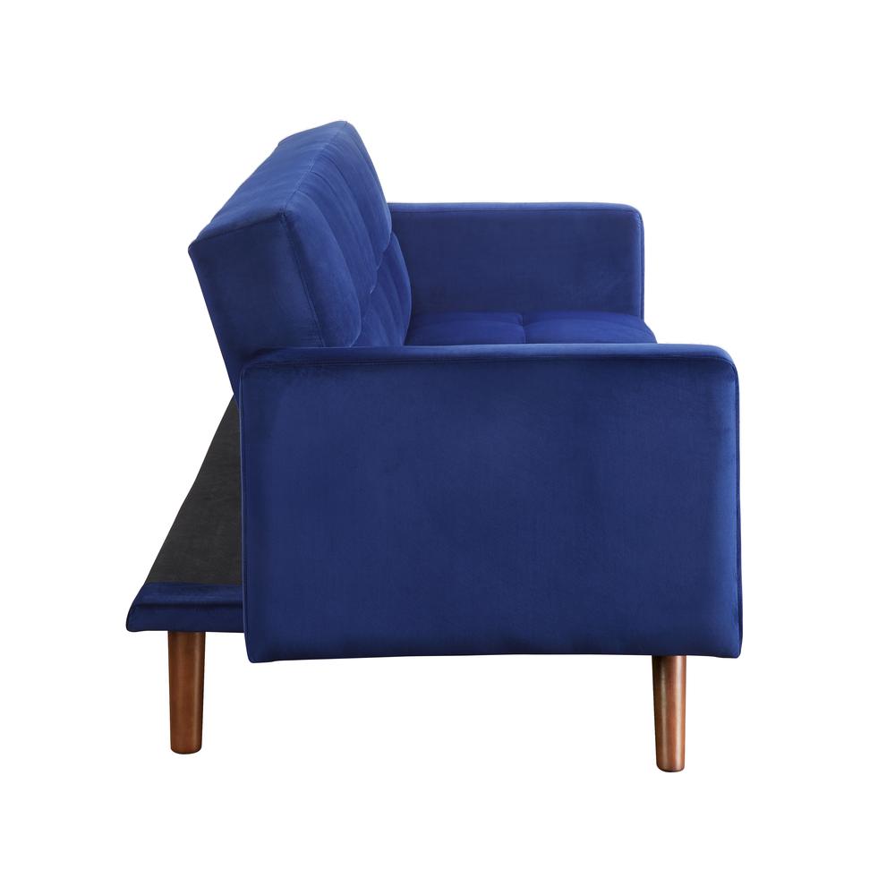 Tanitha Adjustable Sofa, Blue Velvet & Natural Finish (57205). Picture 8