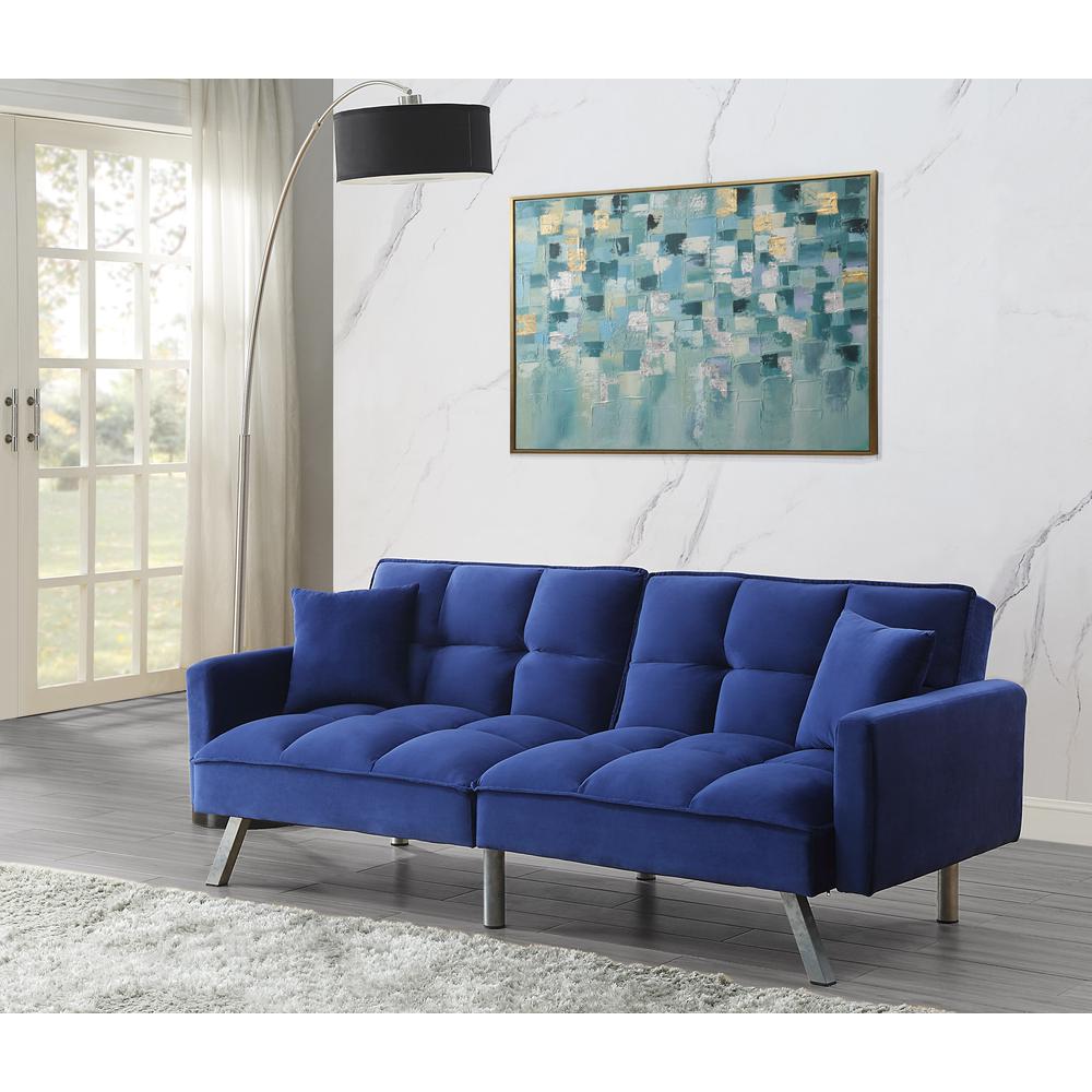 ACME Mecene Adjustable Sofa , Blue Velvet. The main picture.