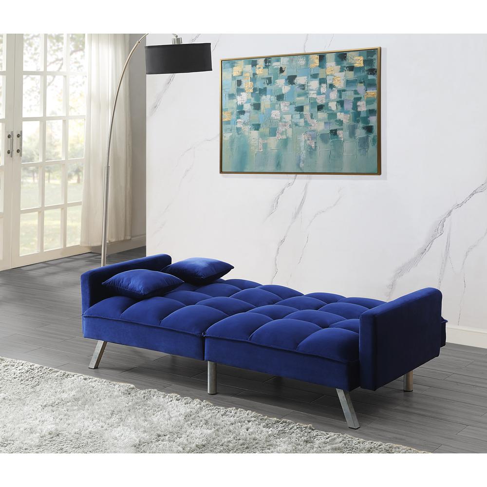 ACME Mecene Adjustable Sofa , Blue Velvet. Picture 2