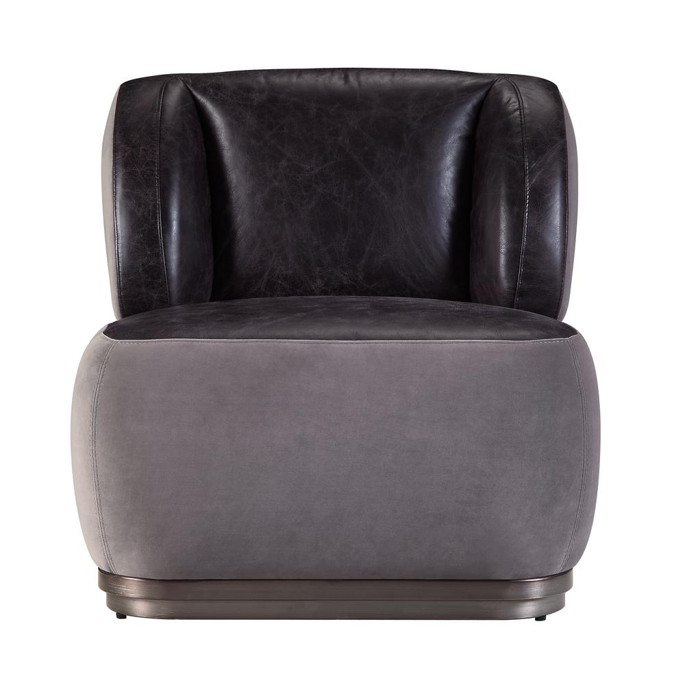 Decapree Accent Chair, Antique Slate Top Grain Leather & Gray Velvet (59270). Picture 4