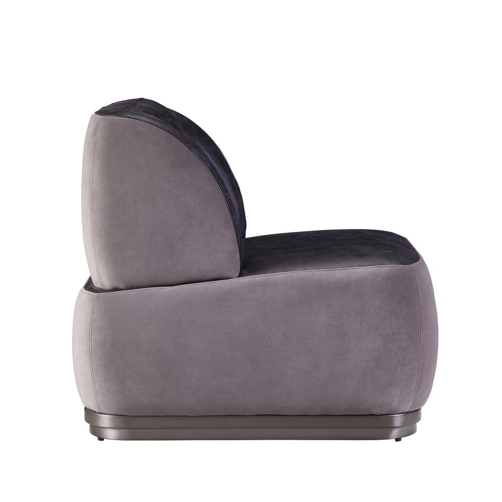 Decapree Accent Chair, Antique Slate Top Grain Leather & Gray Velvet (59270). Picture 5