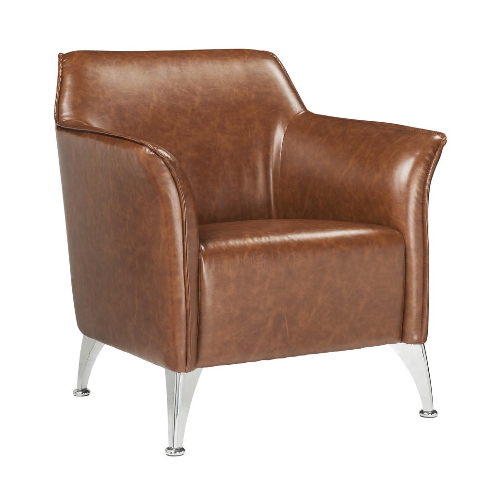 Teague Accent Chair, Brown PU. Picture 1
