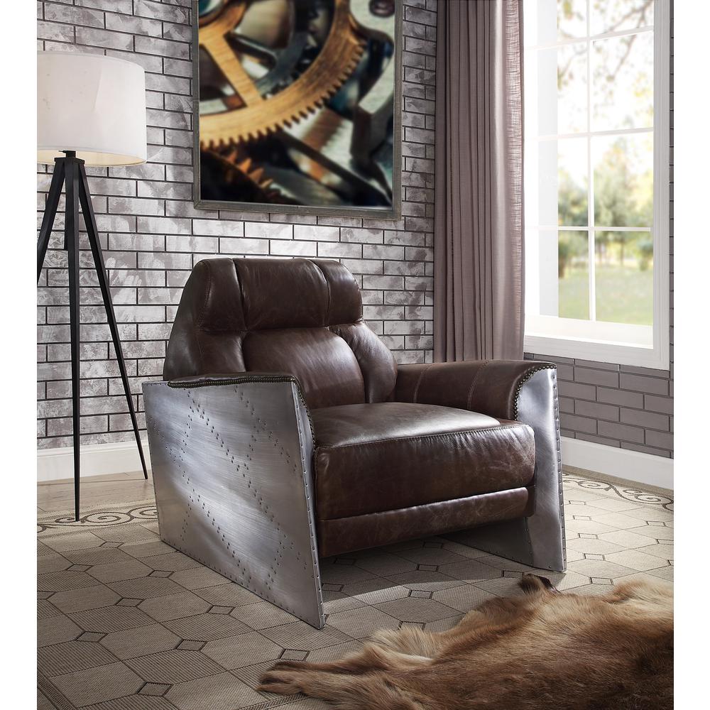 Brancaster Accent Chair, Espresso Top Grain Leather & Aluminum (59715). Picture 6