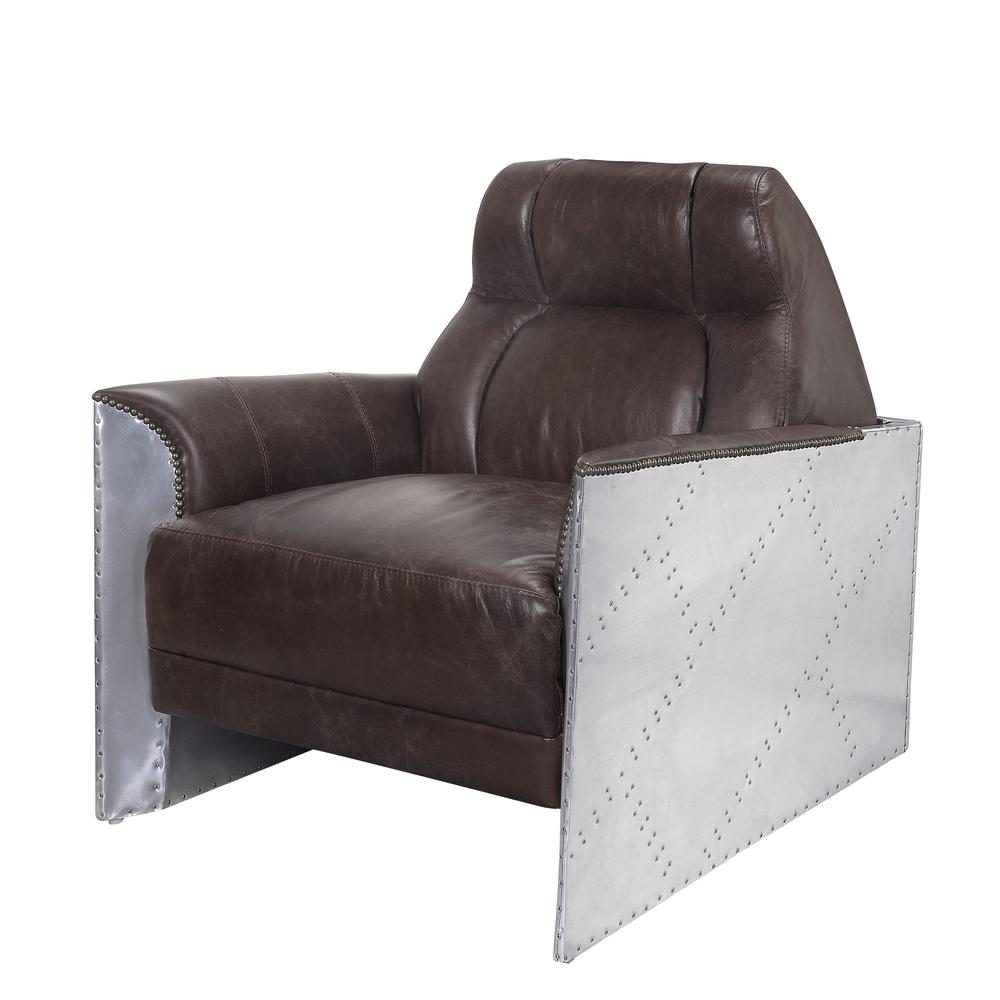 Brancaster Accent Chair, Espresso Top Grain Leather & Aluminum (59715). Picture 1