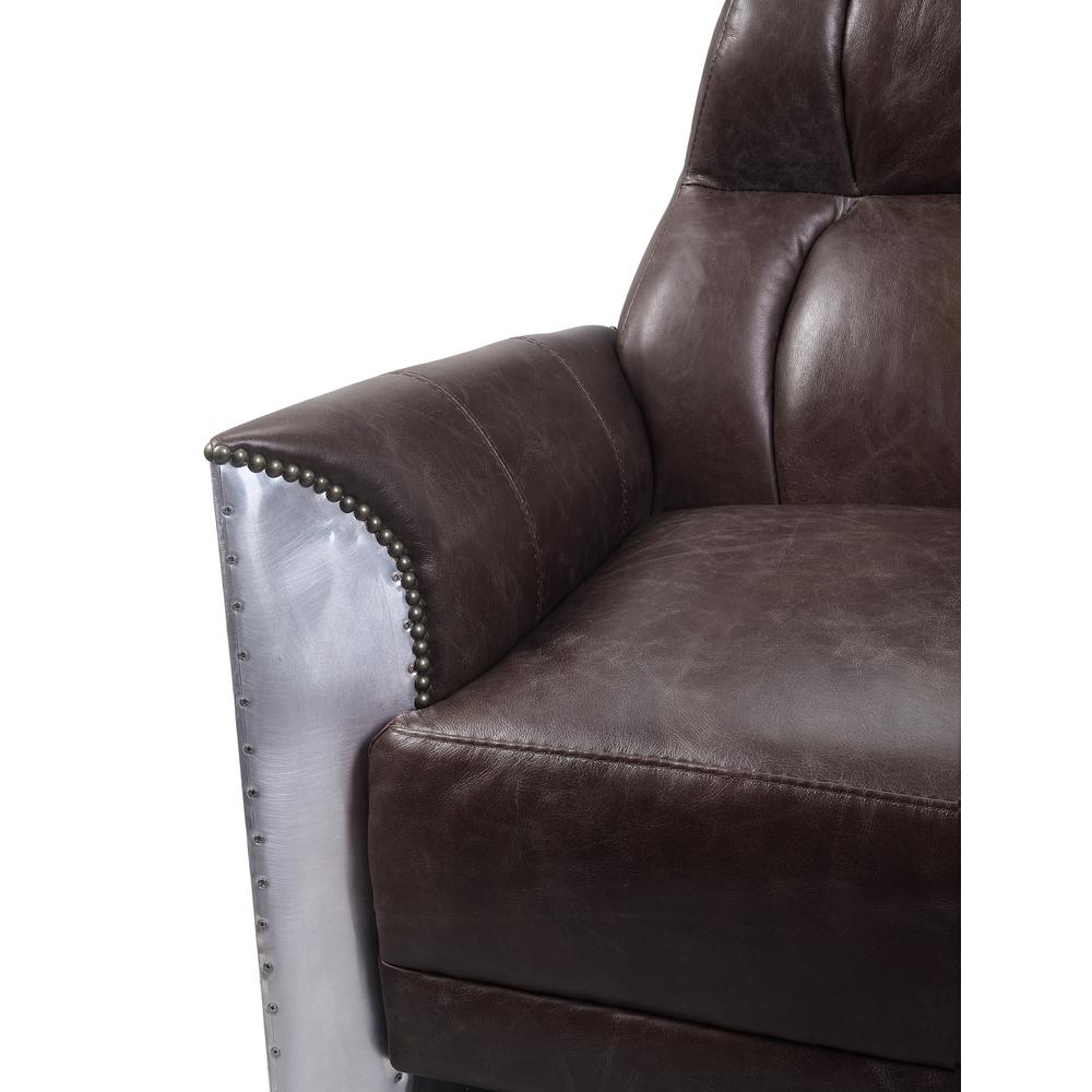 Brancaster Accent Chair, Espresso Top Grain Leather & Aluminum (59715). Picture 2