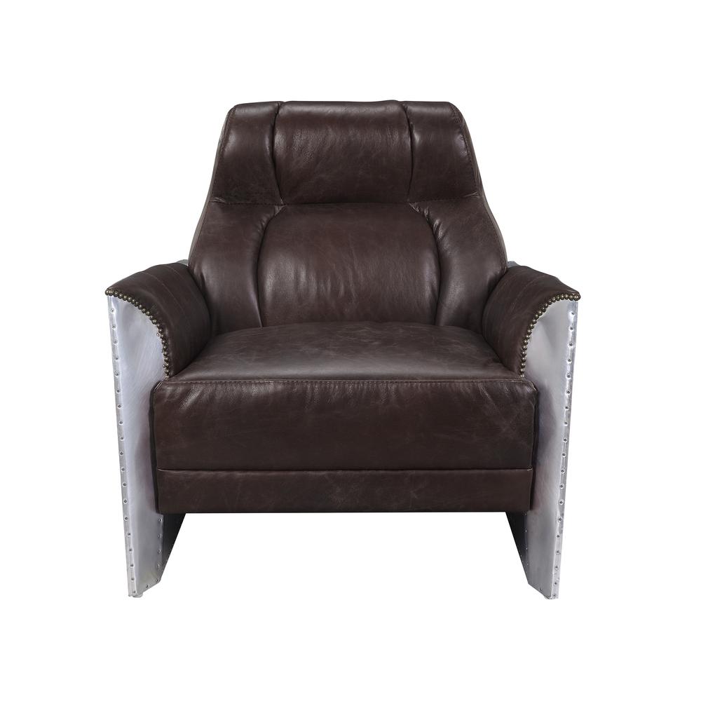 Brancaster Accent Chair, Espresso Top Grain Leather & Aluminum (59715). Picture 4