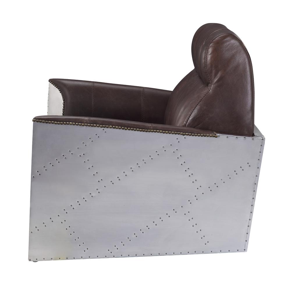 Brancaster Accent Chair, Espresso Top Grain Leather & Aluminum (59715). Picture 5
