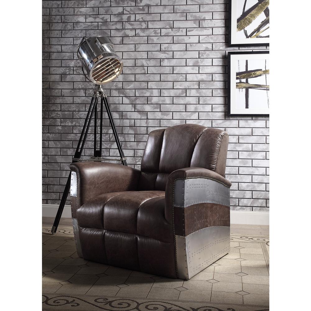 Brancaster Accent Chair, Retro Brown Top Grain Leather & Aluminum (59716). Picture 7