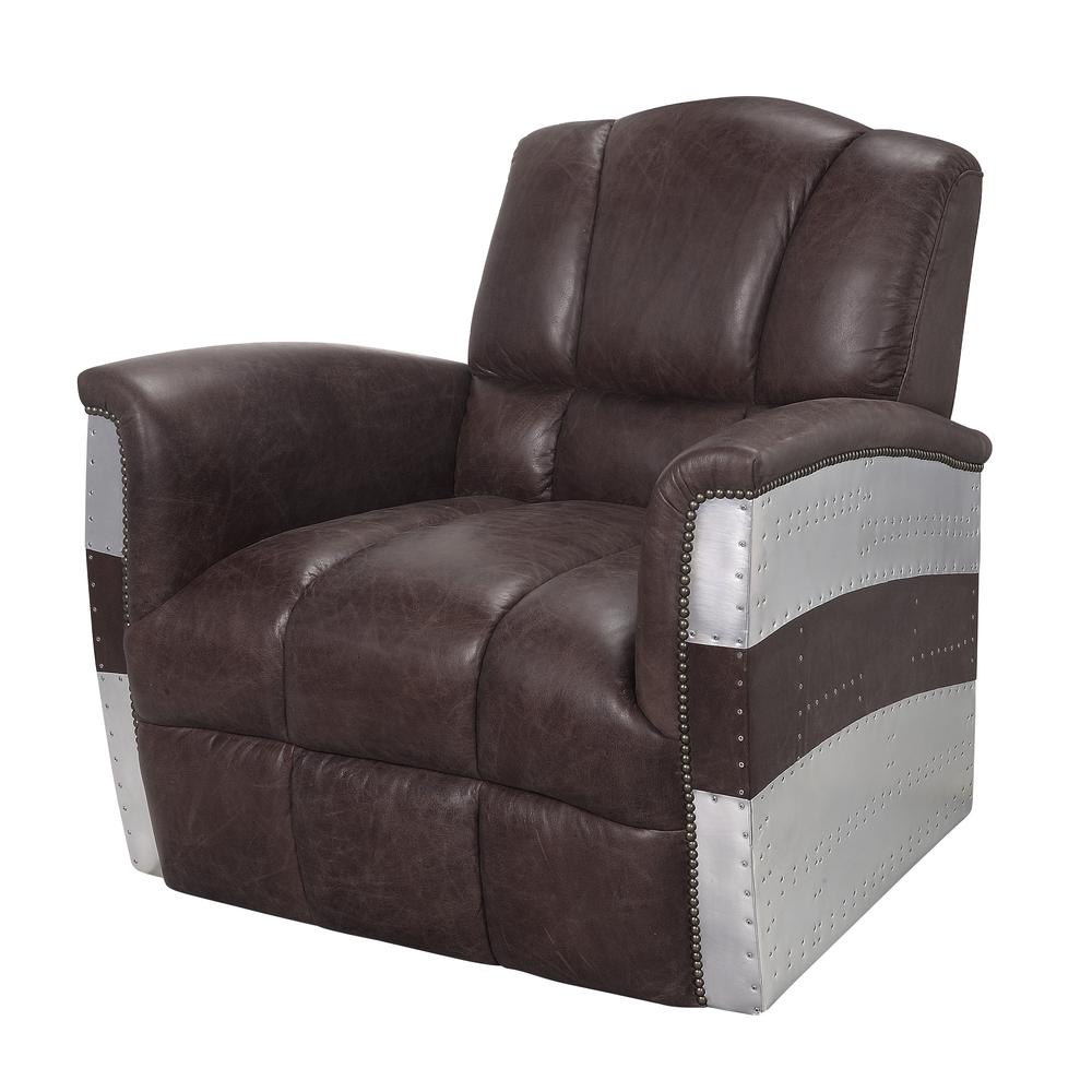 Brancaster Accent Chair, Retro Brown Top Grain Leather & Aluminum (59716). Picture 1