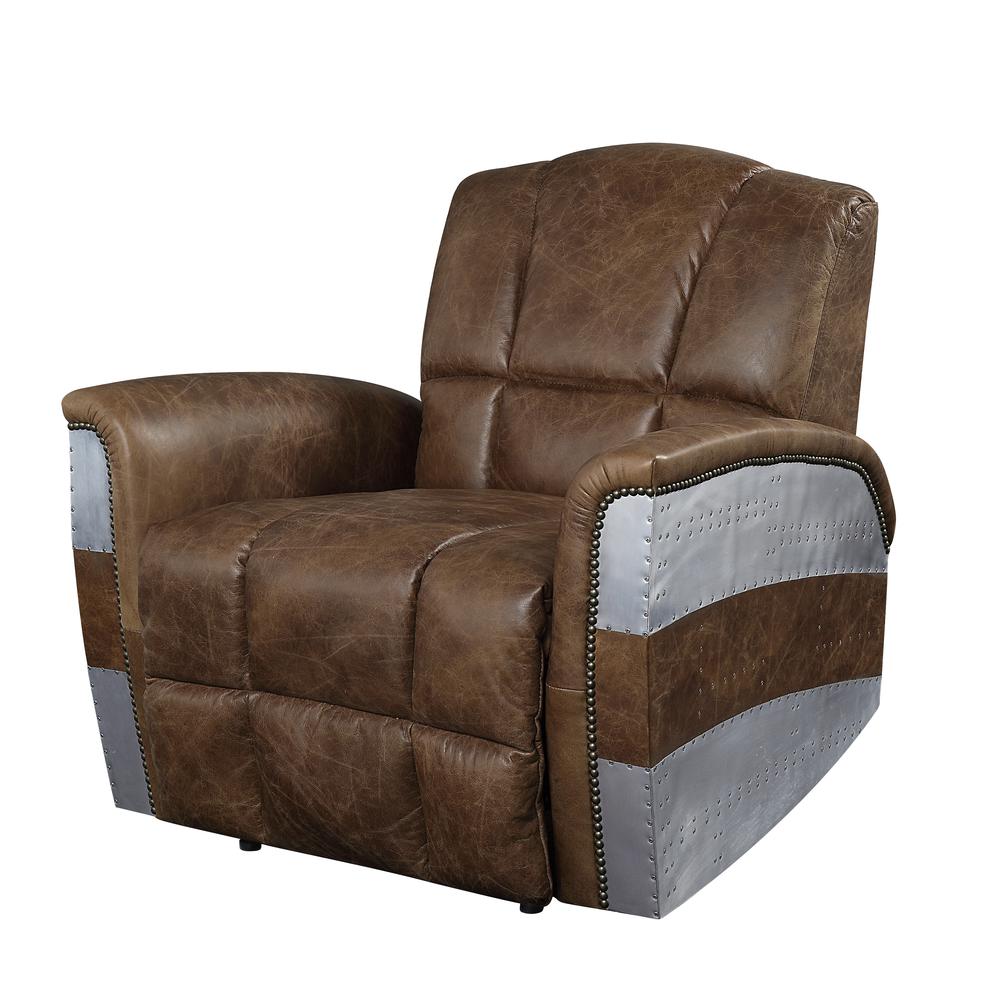Brancaster Accent Chair, Retro Brown Top Grain Leather & Aluminum (59716). Picture 6