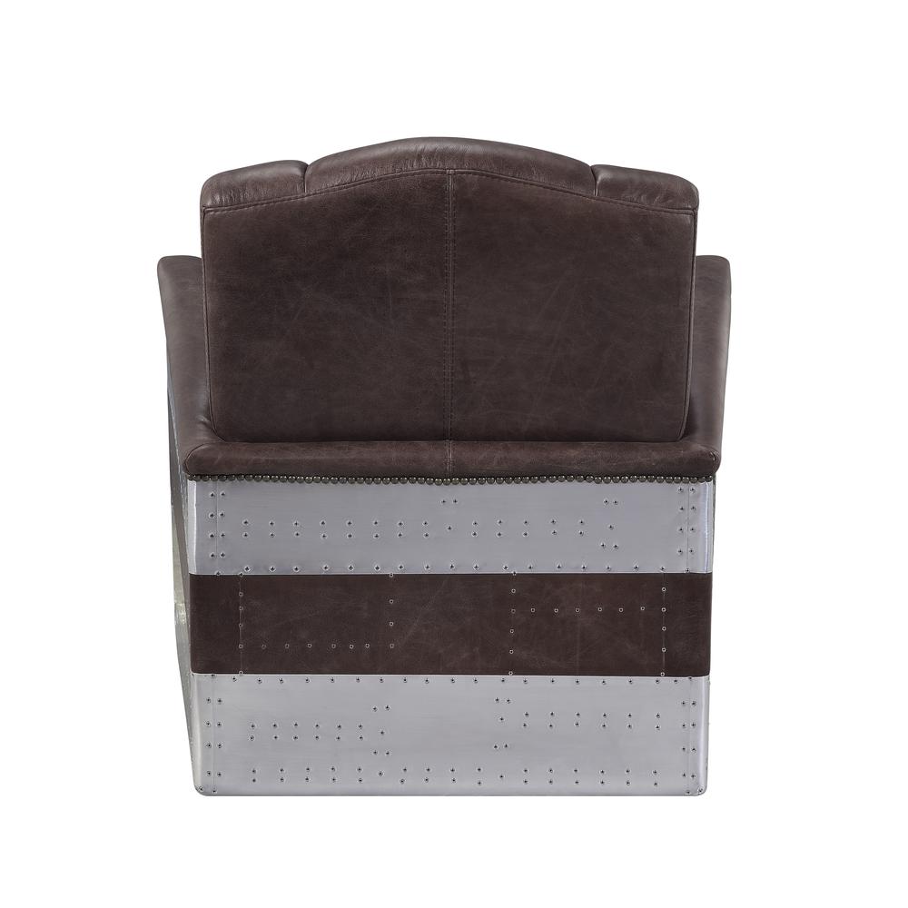 Brancaster Accent Chair, Retro Brown Top Grain Leather & Aluminum (59716). Picture 3