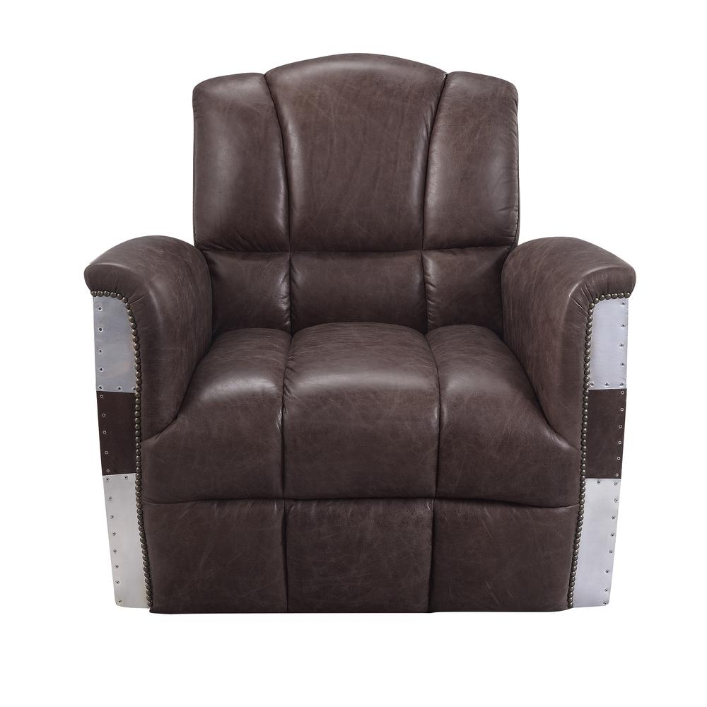Brancaster Accent Chair, Retro Brown Top Grain Leather & Aluminum (59716). Picture 4