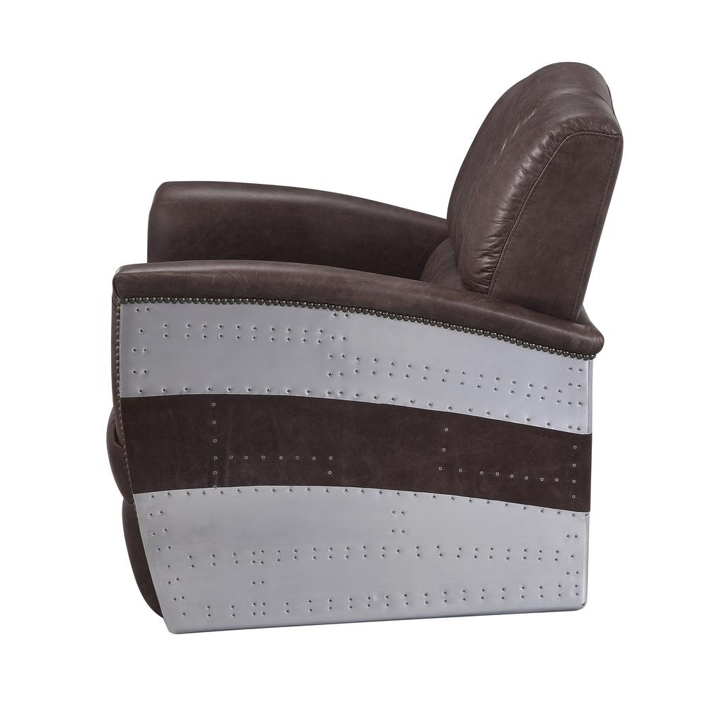 Brancaster Accent Chair, Retro Brown Top Grain Leather & Aluminum (59716). Picture 5