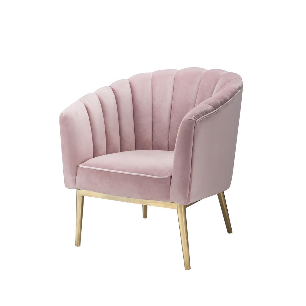 Colla Accent Chair, Pink Velvet & Gold. Picture 2