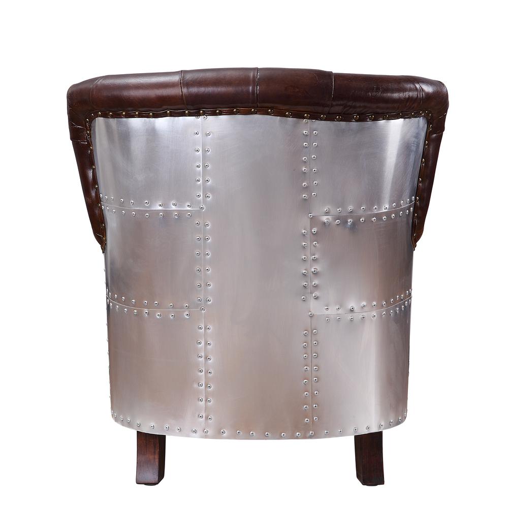 Brancaster Accent Chair, Vintage Brown & Aluminum. Picture 2