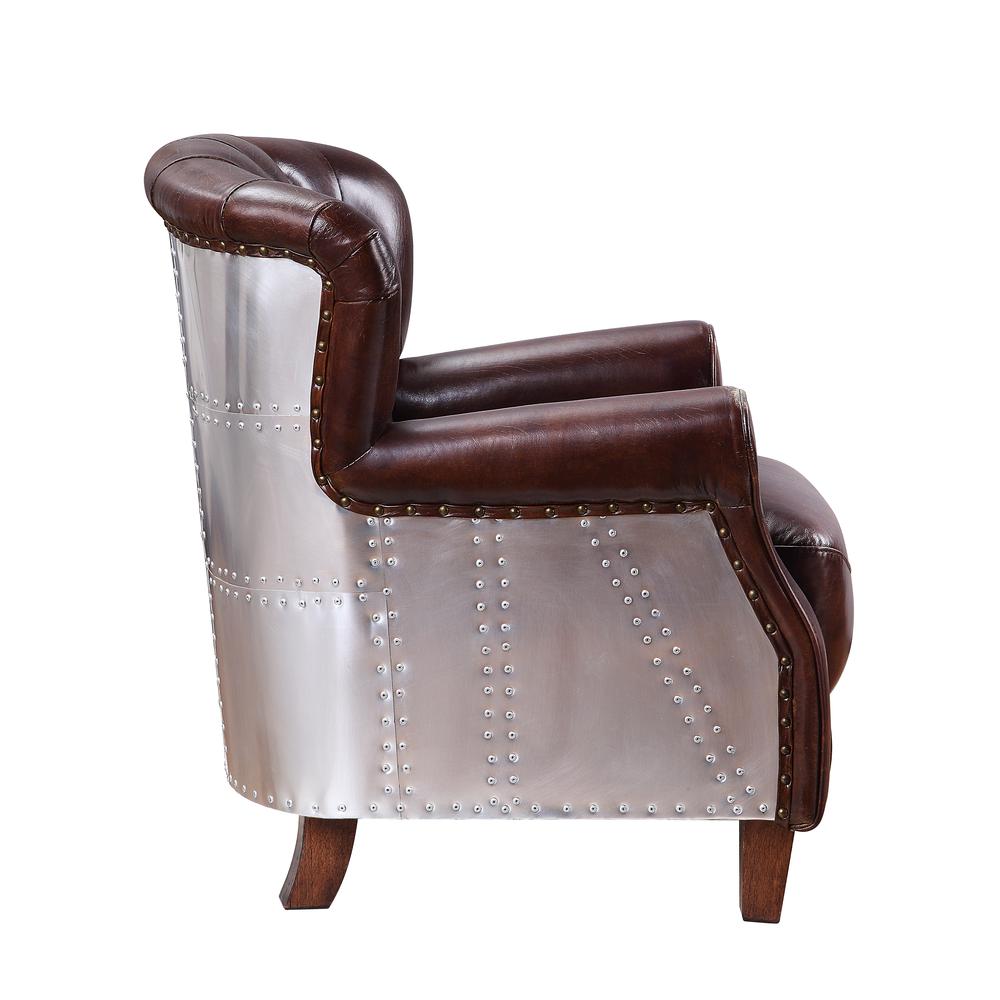 Brancaster Accent Chair, Vintage Brown & Aluminum. Picture 4