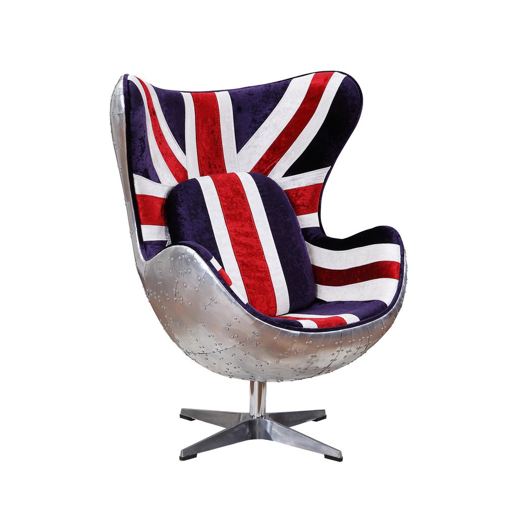 Brancaster Accent Chair, Pattern Fabric & Aluminum. Picture 1