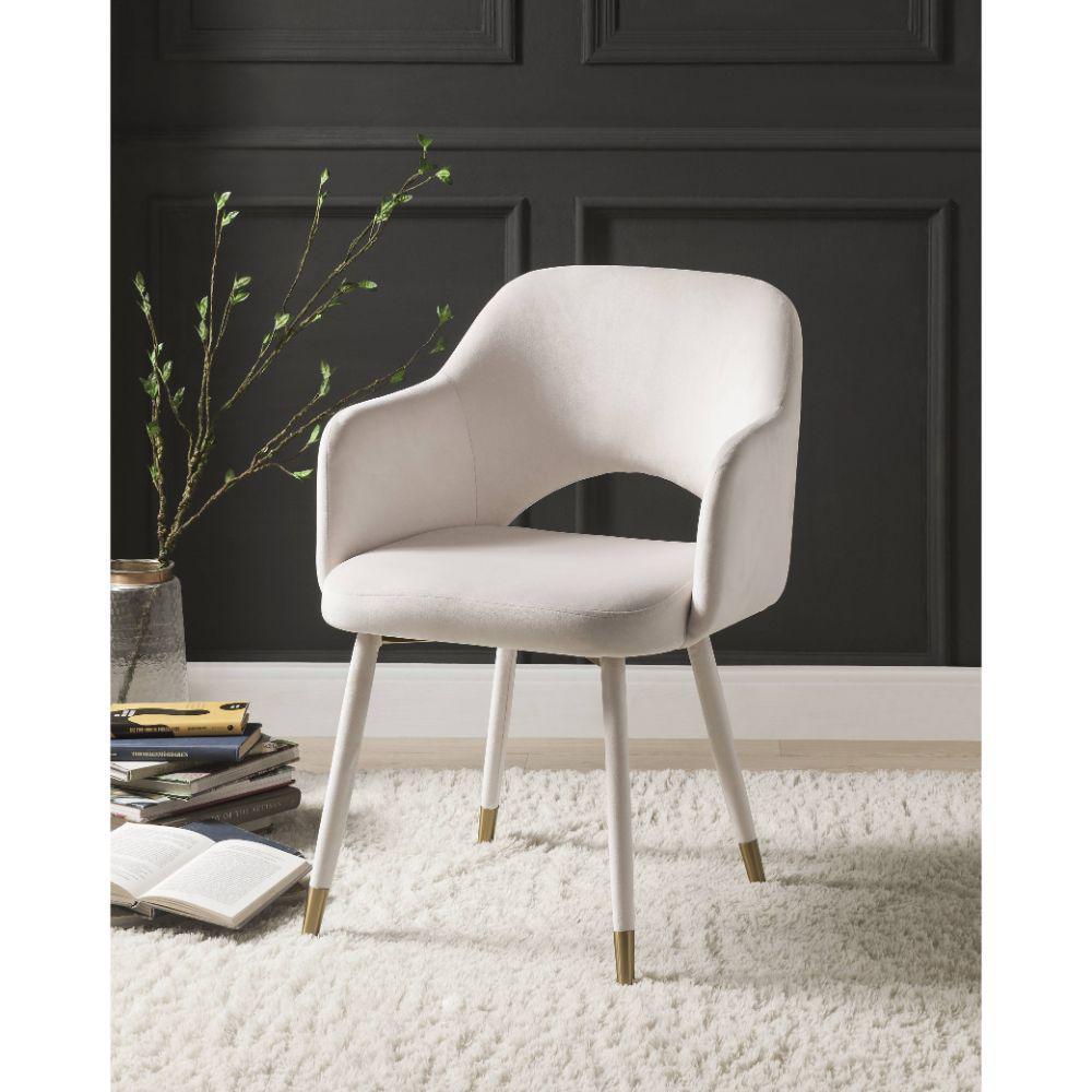Applewood Cream Velvet & Gold Accent Chair. Picture 4