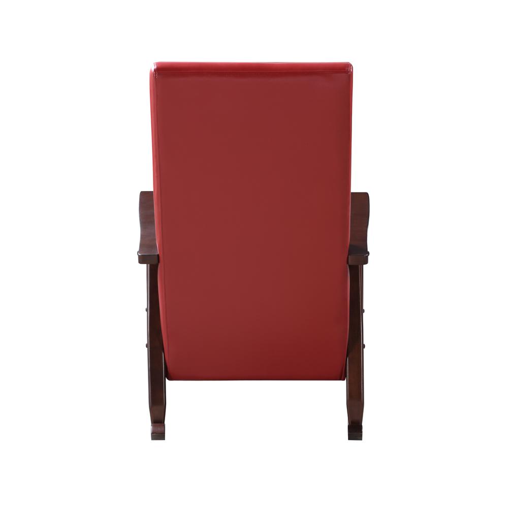 Raina Rocking Chair, Red PU & Espresso Finish (59931). Picture 2