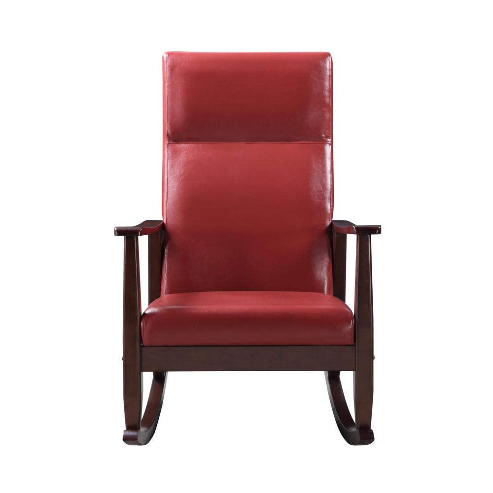 Raina Rocking Chair, Red PU & Espresso Finish (59931). Picture 3