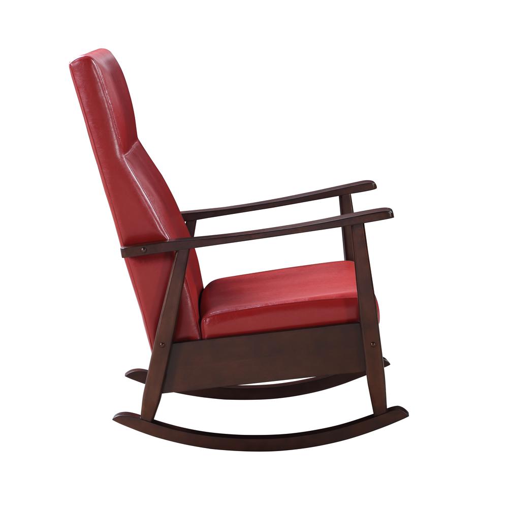 Raina Rocking Chair, Red PU & Espresso Finish (59931). Picture 5