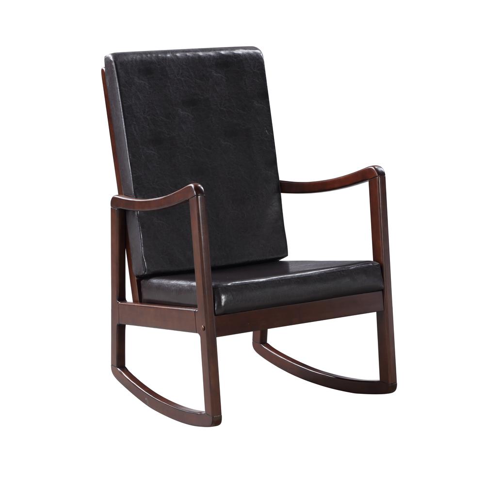 Raina Rocking Chair, Dark Brown PU & Espresso Finish (59935). Picture 1