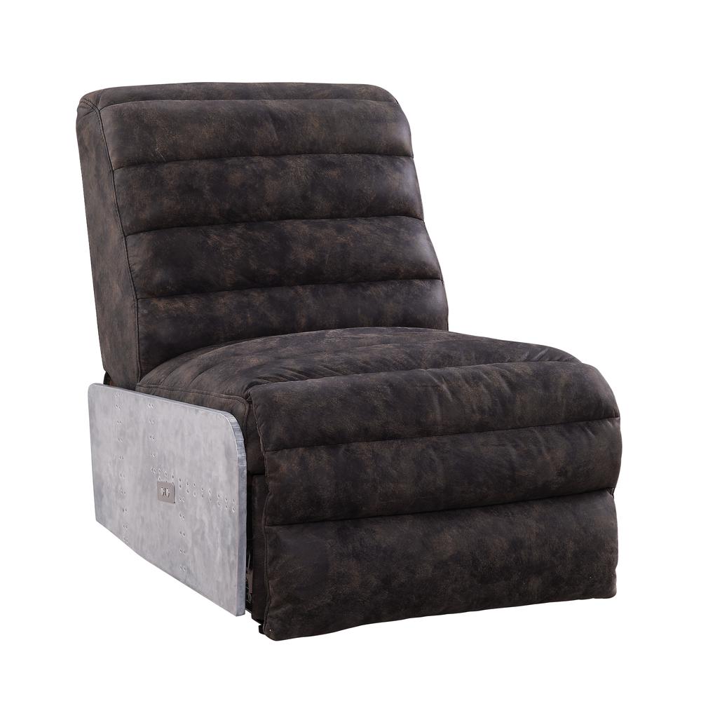 Okzuil Power Motion Recliner, 2-Tone Gray Top Grain Leather & Aluminum (59941). Picture 1
